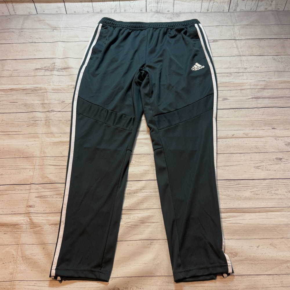 Adidas Gray w/ White Stripes Track Pants Loose Zip Ankle Men's Size XL